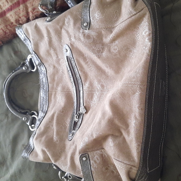 Kathy VanZeeland leather trimmed hobo style purse - Picture 5 of 8